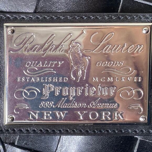 Ralph Lauren Black Calf Leather Basketweave Shopper Tote Hand Bag - Picture 5 of 16